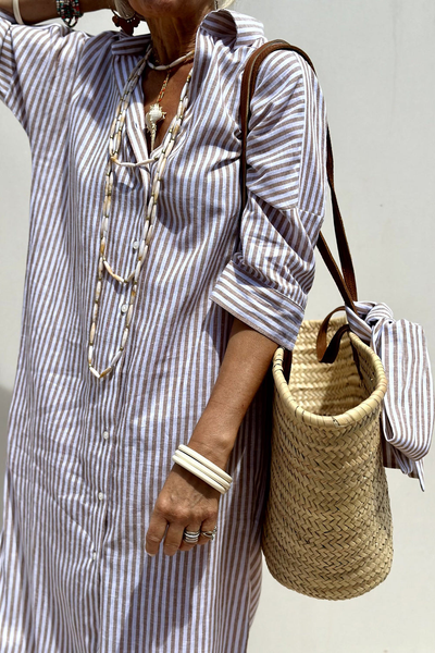 Karenza | Button-Down Corduroy Shirt Dress with Side Slit | Mayberry